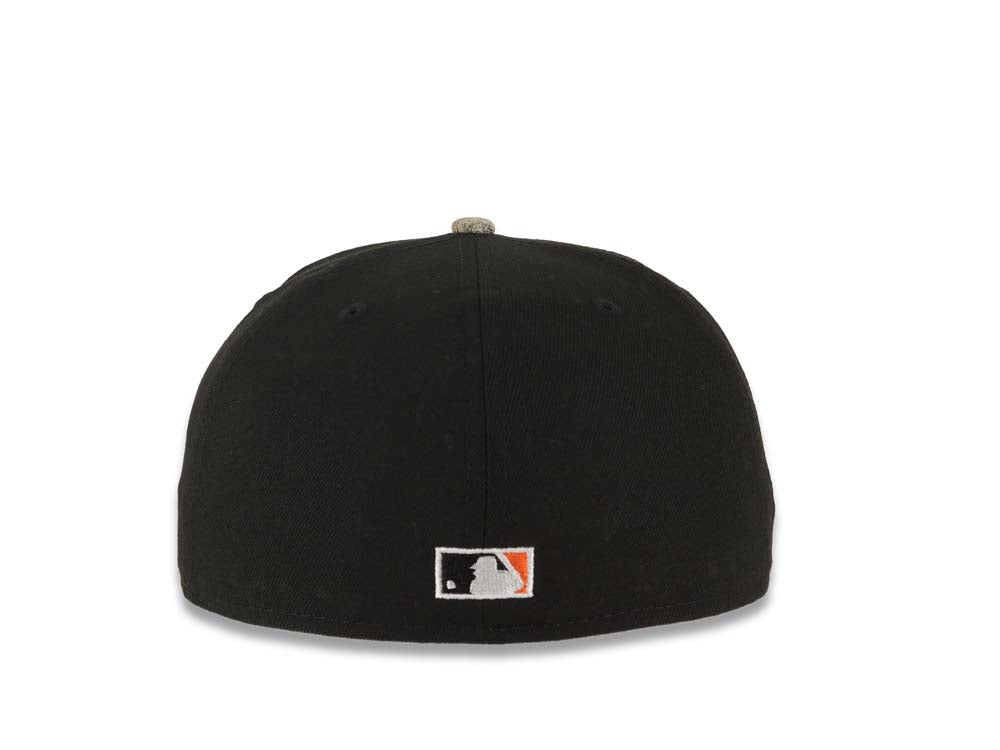 San Diego Padres New Era MLB 59FIFTY 5950 Fitted Cap Hat Black Crown Real Tree Edge Camo Visor Glow White/Orange Slam Logo 40th Anniversary Side Patch