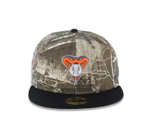 Arizona Diamondbacks New Era MLB 59FIFTY 5950 Fitted Cap Hat Real Tree Edge Camo Crown Black Visor Orange/Glow White Snake Logo 1998 Inaugural Season