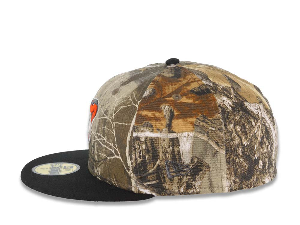 Arizona Diamondbacks New Era MLB 59FIFTY 5950 Fitted Cap Hat Real Tree Edge Camo Crown Black Visor Orange/Glow White Snake Logo 1998 Inaugural Season
