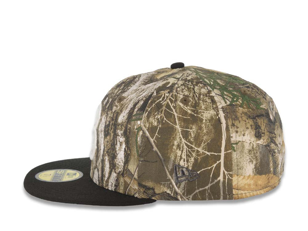 Brooklyn Dodgers New Era MLB 59FIFTY 5950 Fitted Cap Hat Real Tree Camo Crown Black Visor White Logo Jackie Robinson 50th Anniversary Side Patch