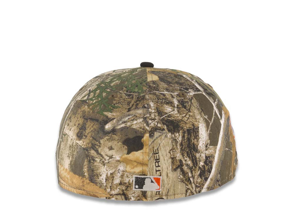 Brooklyn Dodgers New Era MLB 59FIFTY 5950 Fitted Cap Hat Real Tree Camo Crown Black Visor White Logo Jackie Robinson 50th Anniversary Side Patch