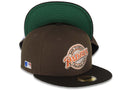 San Diego Padres New Era MLB 59FIFTY 5950 Fitted Cap Hat Brown Crown Black Visor Dark Orange Baseball Club Logo Batterman Batty Side Patch Green UV