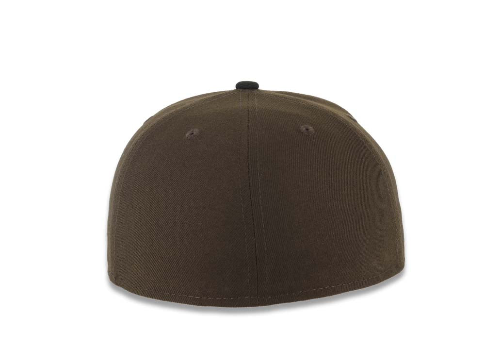 San Diego Padres New Era MLB 59FIFTY 5950 Fitted Cap Hat Brown Crown Black Visor Dark Orange Baseball Club Logo Batterman Batty Side Patch Green UV