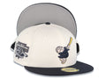 San Diego Padres New Era MLB 59FIFTY 5950 Fitted Cap Hat Cream Crown Navy Blue Visor Navy Swinging Friar Logo Jackie Robinson 50th Anniversary Side Patch