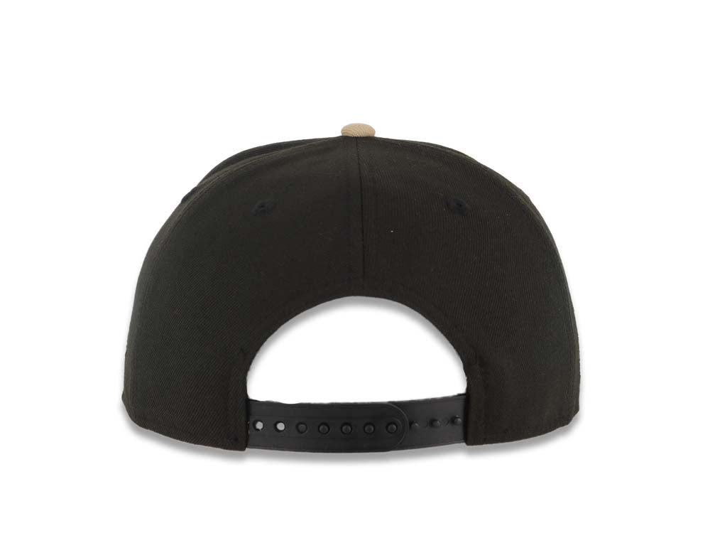 Mexico New Era WBC World Baseball Classic 9FIFTY 950 Snapback Cap Hat Black Crown Khaki Visor Metallic Brown Logo Mexico Flag Side Patch Orange UV