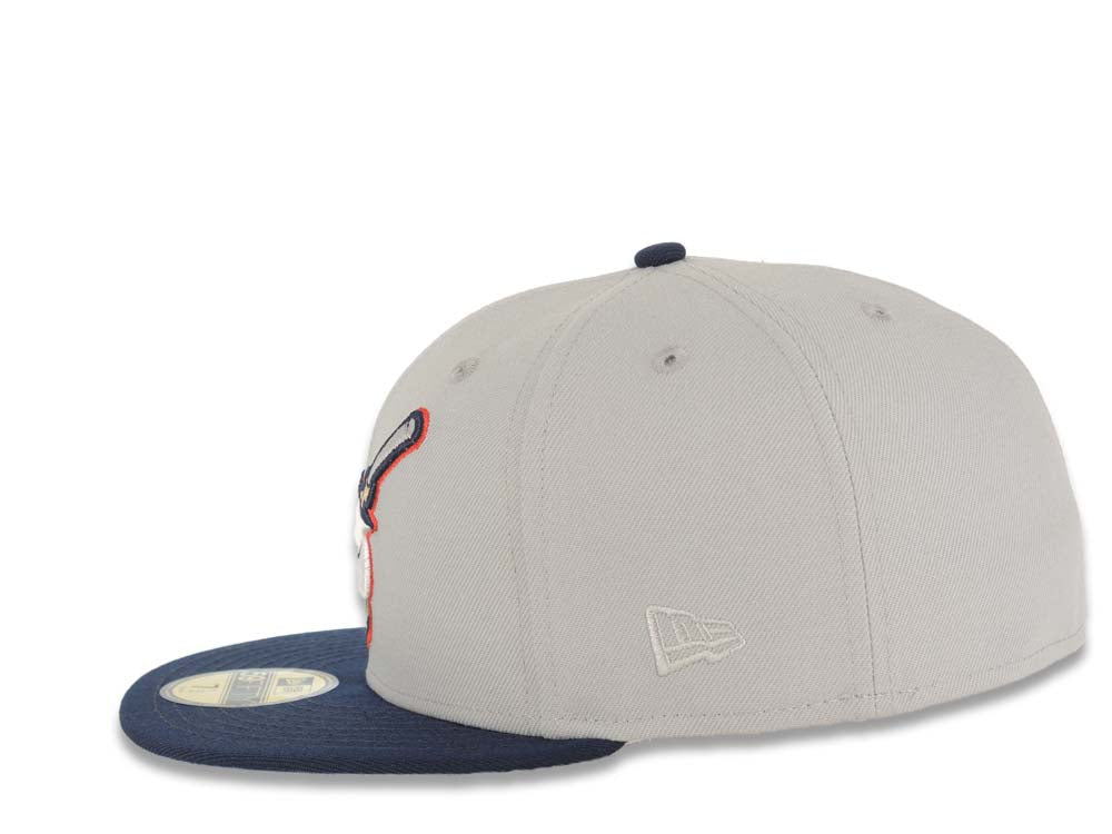 San Diego Padres New Era MLB 59FIFTY 5950 Fitted Cap Hat Gray Crown Navy Blue Visor White/Red Swinging Friar Logo 40th Anniversary Side Patch Blue UV