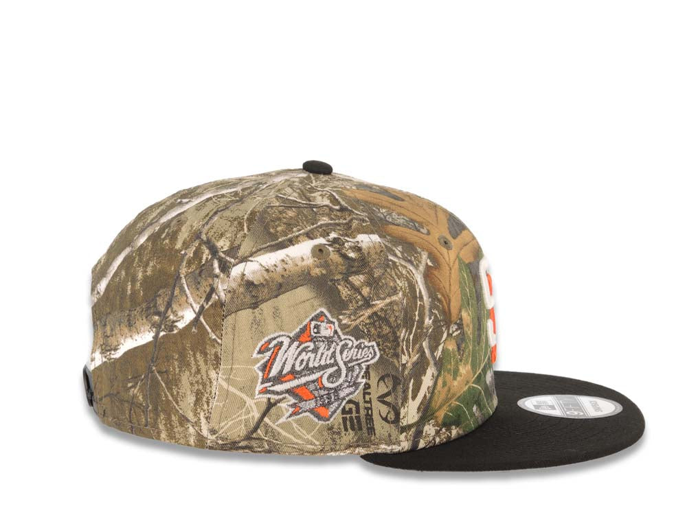 San Diego Padres New Era MLB 9FIFTY 950 Snapback Cap Hat Real Tree Edge Camo Crown Black Visor White/Orange Logo 1998 World Series Side Patch Gray UV