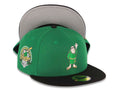 San Diego Padres New Era MLB 59FIFTY 5950 Fitted Cap Hat Green Crown Black Visor Metallic Green/Gold Waving Friar Logo 40th Anniversary Side Patch