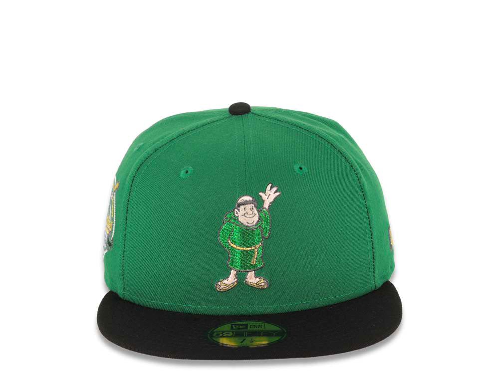 San Diego Padres New Era MLB 59FIFTY 5950 Fitted Cap Hat Green Crown Black Visor Metallic Green/Gold Waving Friar Logo 40th Anniversary Side Patch