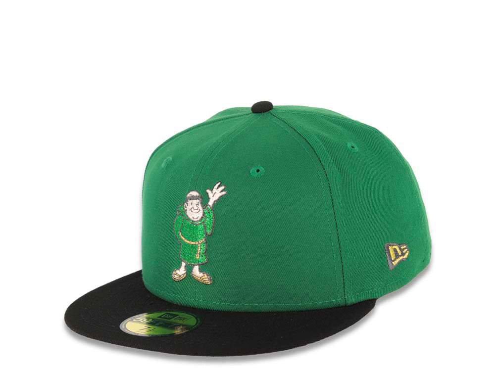 San Diego Padres New Era MLB 59FIFTY 5950 Fitted Cap Hat Green Crown Black Visor Metallic Green/Gold Waving Friar Logo 40th Anniversary Side Patch
