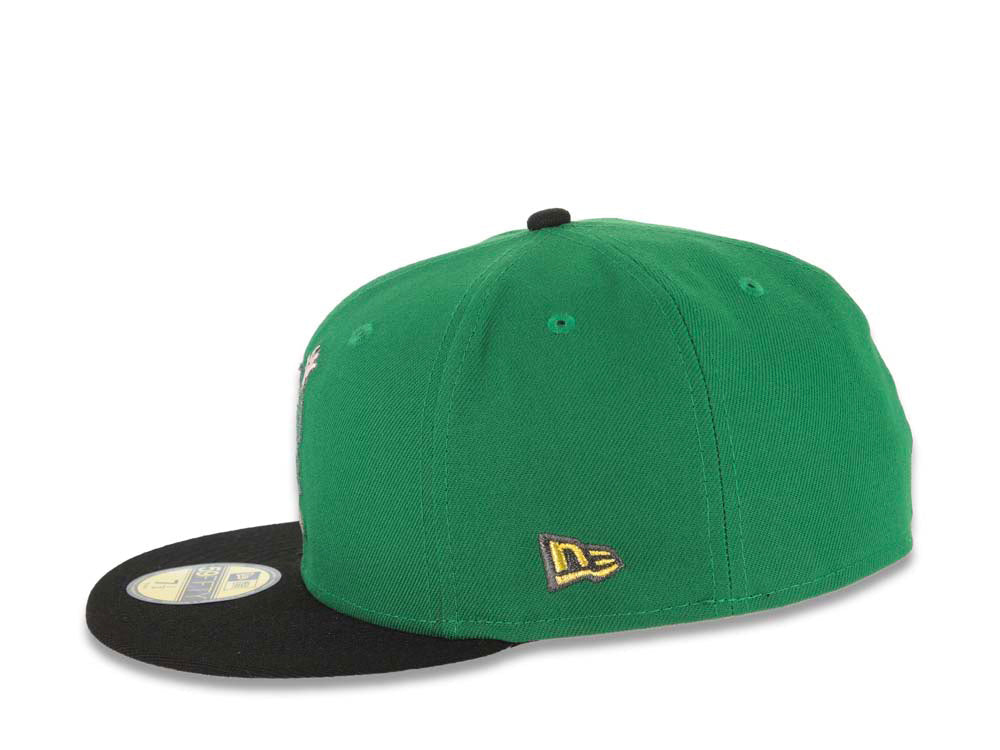 San Diego Padres New Era MLB 59FIFTY 5950 Fitted Cap Hat Green Crown Black Visor Metallic Green/Gold Waving Friar Logo 40th Anniversary Side Patch