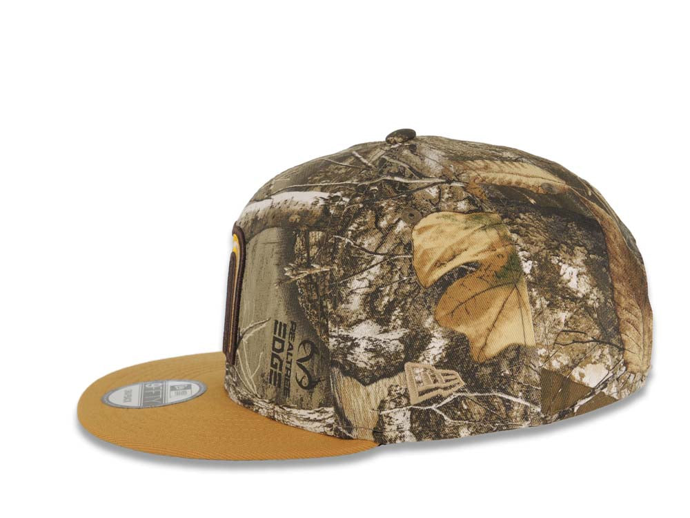 Mexico New Era WBC World Baseball Classic 9FIFTY 950 Snapback Cap Hat Real Tree Edge Camo Crown Tan Visor Yellow/Dark Brown/Cream Logo Gray UV