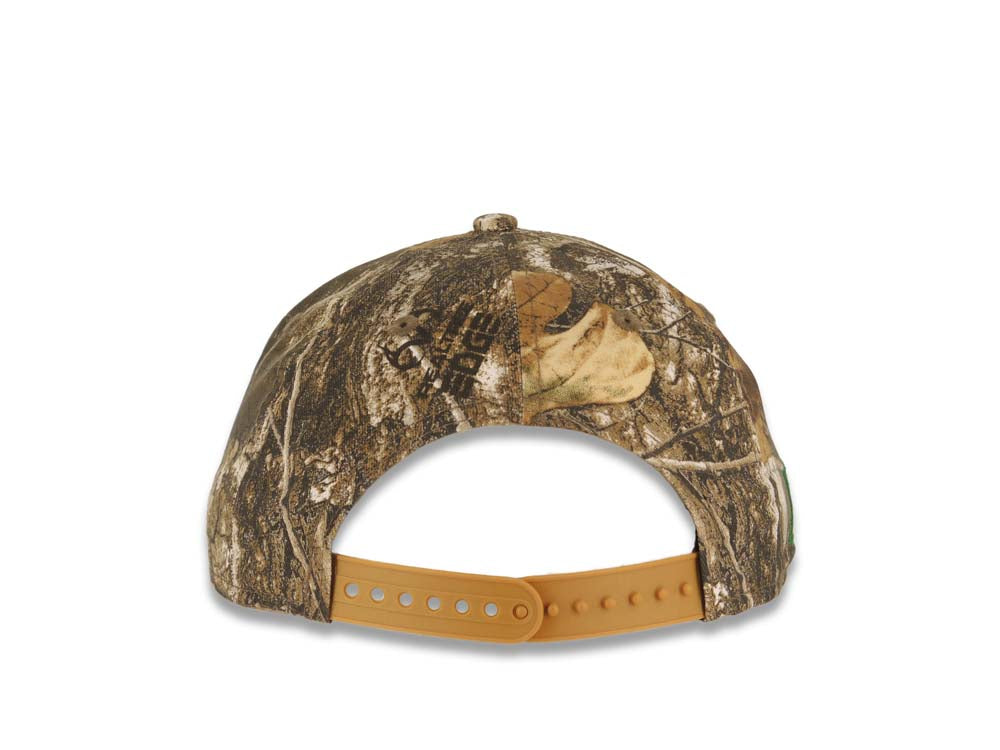 (Youth) Mexico New Era WBC 9FIFTY 950 Kid Snapback Cap Hat Real Tree Edge Camo Crown Tan Visor Team Color Logo Mexico Flag Side Patch