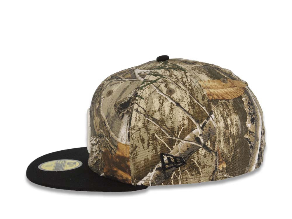 Los Angeles Dodgers New Era MLB 59FIFTY 5950 Fitted Cap Hat Real Tree Edge Camo Crown Black Visor Glow White Logo Batterman Batty Side Patch Gray UV