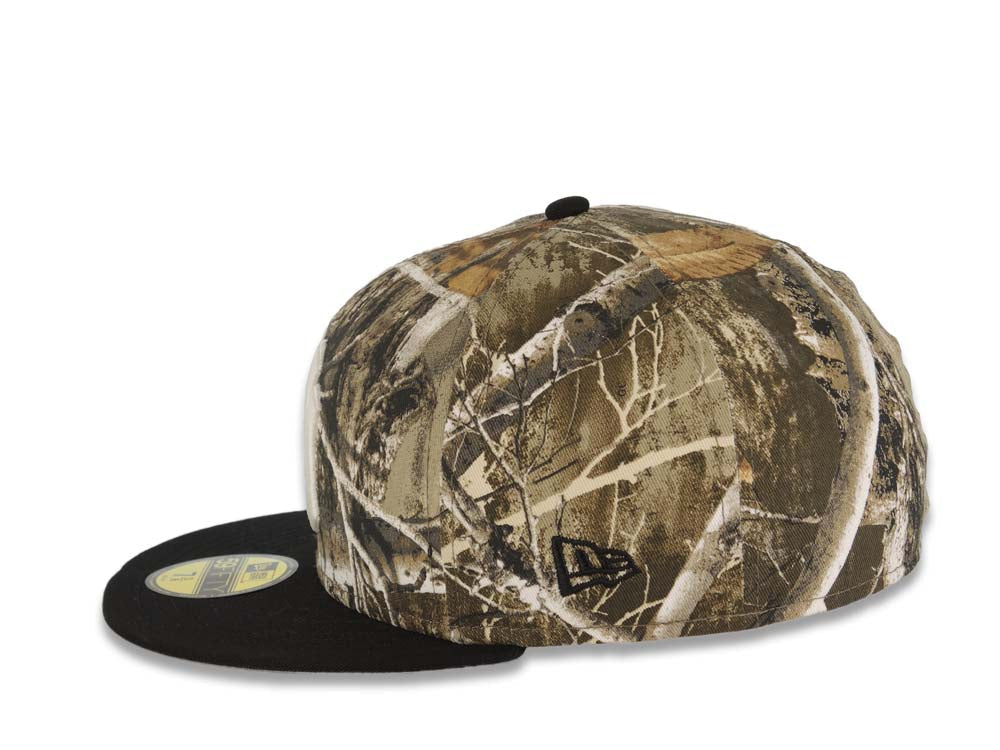 New York Yankees New Era MLB 59FIFTY 5950 Fitted Cap Hat Real Tree Edge Camo Crown Black Visor Glow White Logo Batterman Batty Side Patch Gray UV