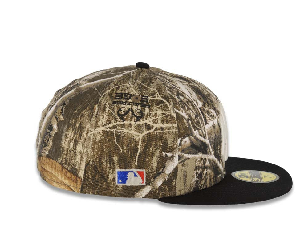 New York Yankees New Era MLB 59FIFTY 5950 Fitted Cap Hat Real Tree Edge Camo Crown Black Visor Glow White Logo Batterman Batty Side Patch Gray UV