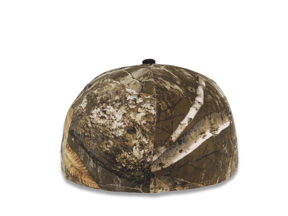 Atlanta Braves New Era MLB 59FIFTY 5950 Fitted Cap Hat Real Tree Edge Camo Crown Black Visor Glow White Logo Batterman Batty Side Patch Gray UV