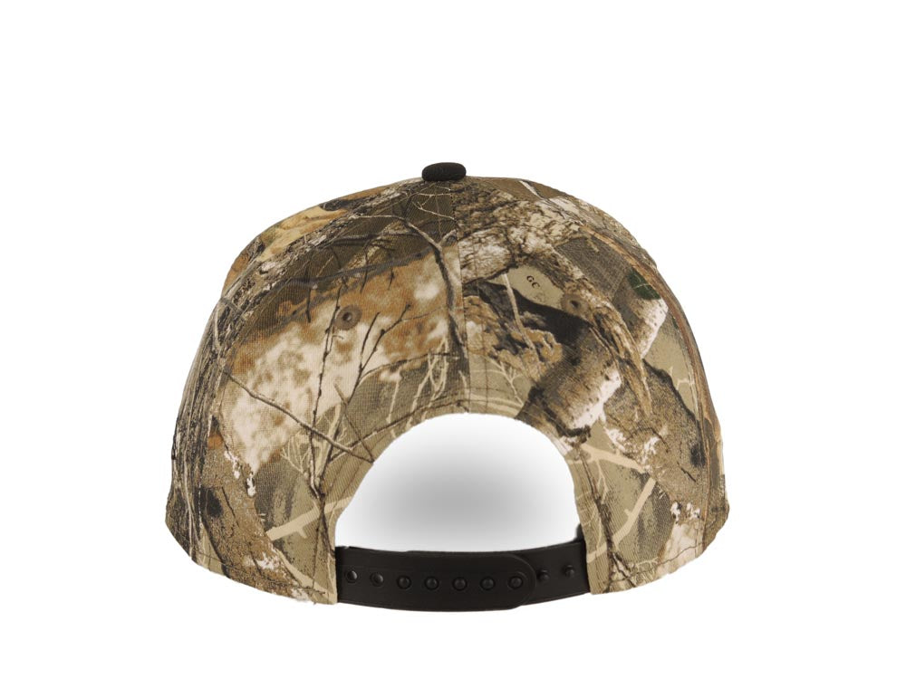 (Glow In The Dark) San Diego Padres New Era MLB 9FORTY 940 Adjustable A-Frame Cap Hat Real Tree Edge Camo Crown Black Visor Glow White Logo Side Batty