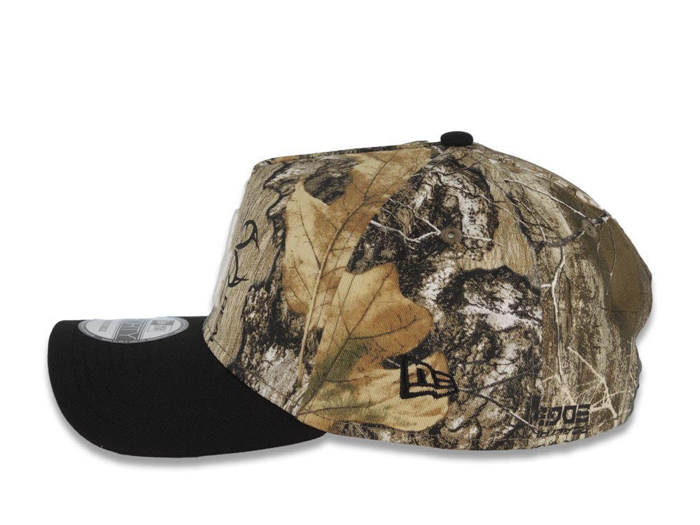 (Glow In The Dark) Los Angeles Dodgers New Era MLB 9FORTY 940 Adjustable A-Frame Cap Hat Real Tree Edge Camo Crown Black Visor White Logo Side Batty