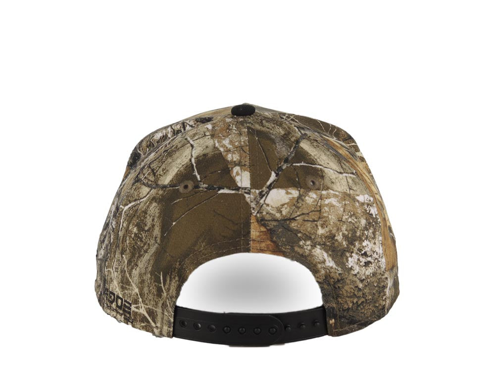 (Glow In The Dark) Los Angeles Dodgers New Era MLB 9FORTY 940 Adjustable A-Frame Cap Hat Real Tree Edge Camo Crown Black Visor White Logo Side Batty