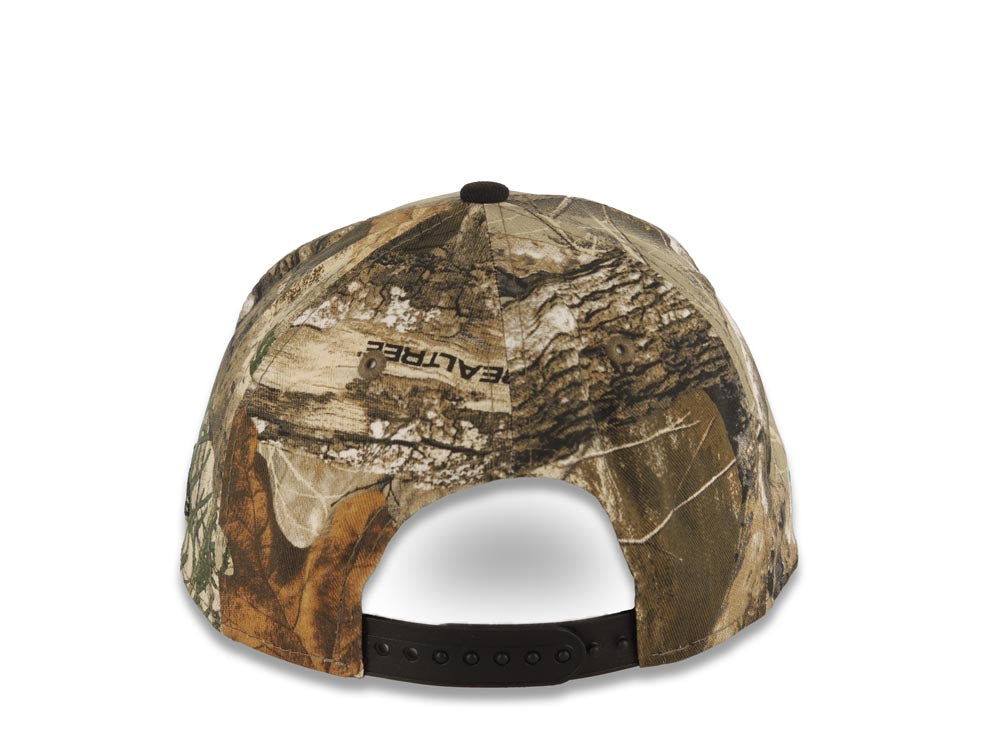 (Glow In The Dark) New York Yankees New Era MLB 9FORTY 940 Adjustable A-Frame Cap Hat Real Tree Edge Camo Crown Black Visor Glow White Logo Side Batty