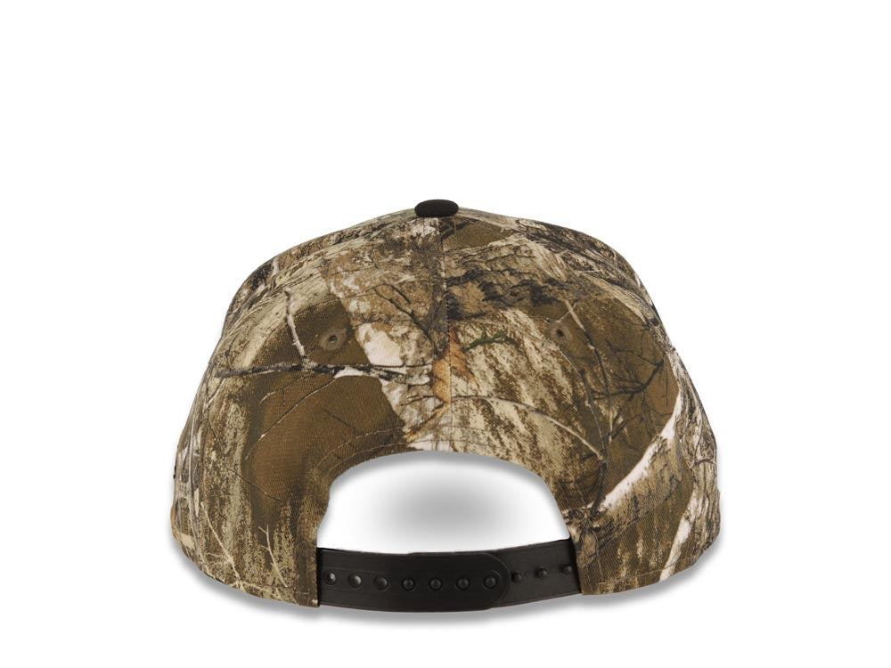 (Glow In The Dark) Atlanta Braves New Era MLB 9FORTY 940 Adjustable A-Frame Cap Hat Real Tree Edge Camo Crown Black Visor Glow White Logo Side Batty