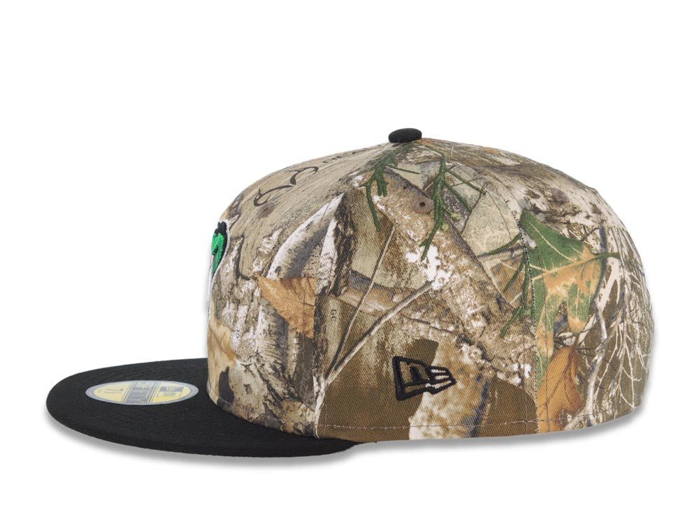 Arizona Diamondbacks New Era MLB 59FIFTY 5950 Fitted Cap Hat Real Tree Edge Camo Crown Black Visor Metallic Green/White Logo 1998 Inaugural Season Side Patch Gray UV