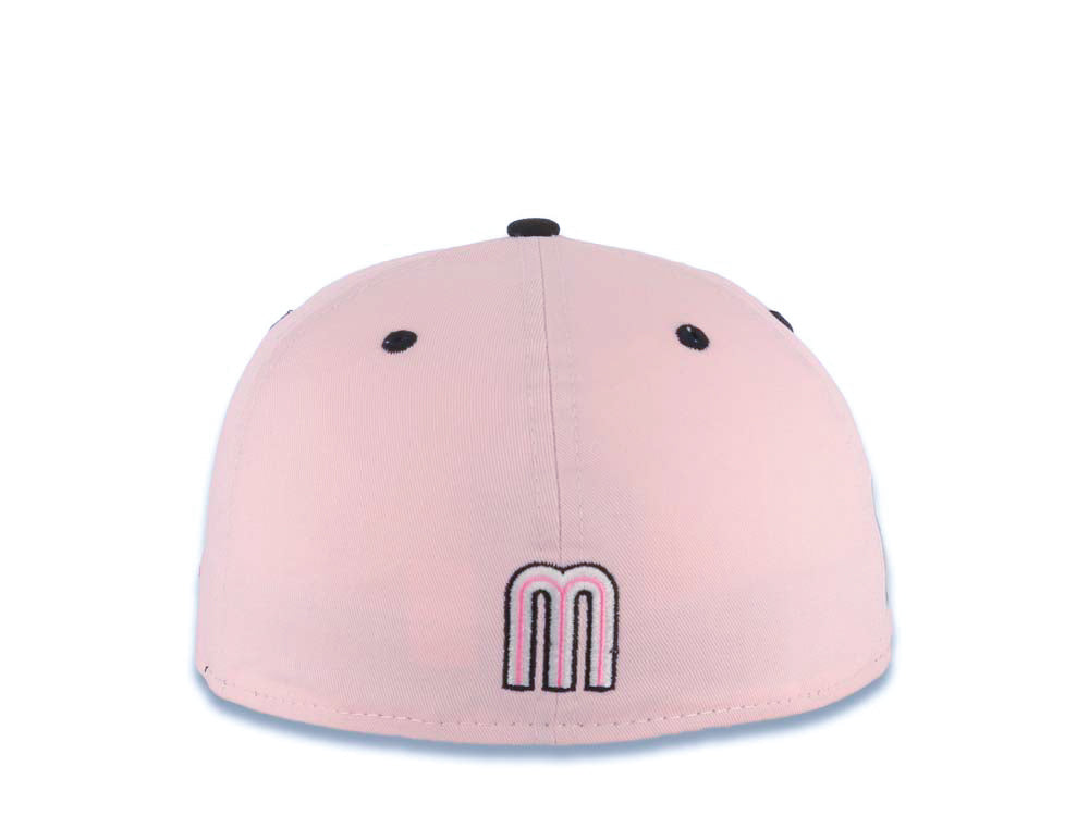 Mexico New Era WBC World Baseball Classic 59FIFTY 5950 Fitted Cap Hat Pink Crown Black Visor White/Dark Pink/Black Logo Mexico Flag Side Patch Green UV