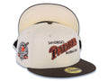 San Diego Padres New Era MLB 59FIFTY 5950 Fitted Cap Hat Cream Crown Brown Visor Brown/Orange Baseball Club Logo 40th Anniversary Side Patch Cream UV