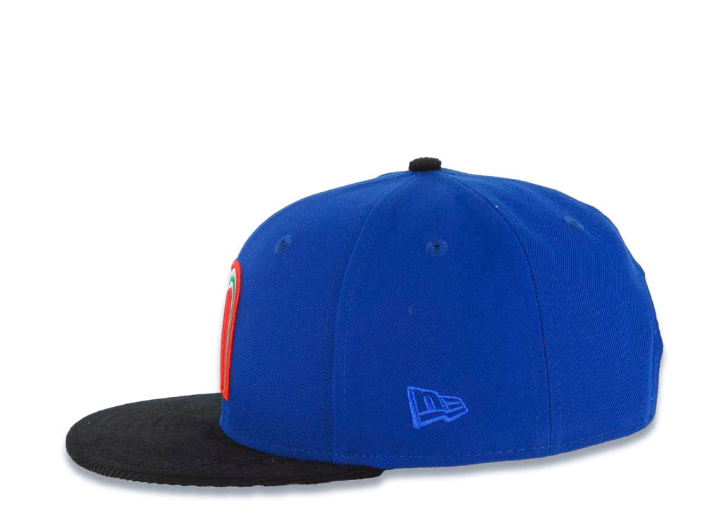 Mexico New Era 9FIFTY 950 Snapback Cap Hat Royal Blue Crown Black Visor Team Color Logo Mexico Flag Side Patch Gray UV