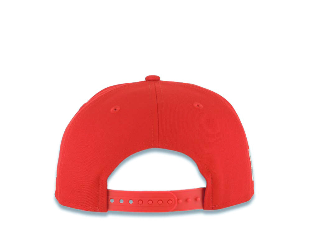 Mexico New Era 9FIFTY 950 Snapback Cap Hat Red Crown Green Visor Team Color Logo Mexico Flag Side Patch Gray UV