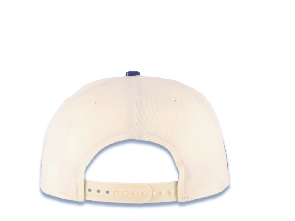 Mexico New Era 9FIFTY 950 Snapback Cap Hat Cream Crown Royal Blue Visor Sky Blue/Royal/Metallic Gold Logo Mexico Flag Side Patch Sky Blue UV