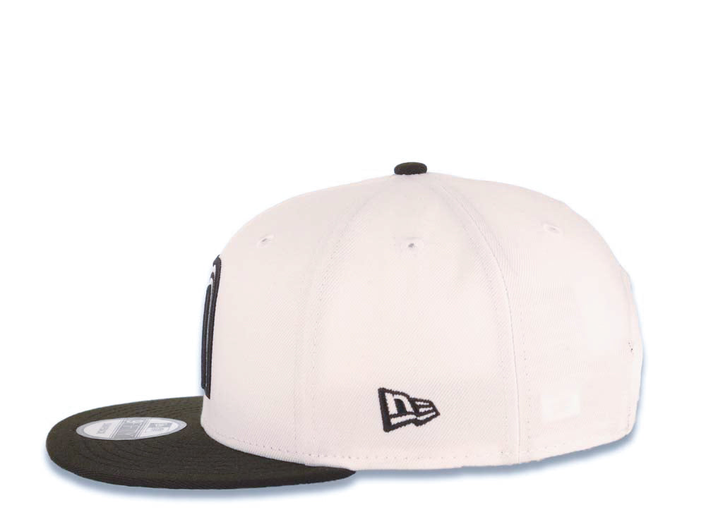 Mexico New Era 9FIFTY 950 Snapback Cap Hat White Crown Black Visor White/Black Logo Mexico Flag Side Patch Green UV