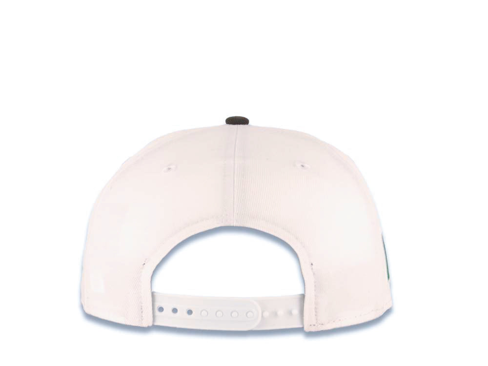 Mexico New Era 9FIFTY 950 Snapback Cap Hat White Crown Black Visor White/Black Logo Mexico Flag Side Patch Green UV