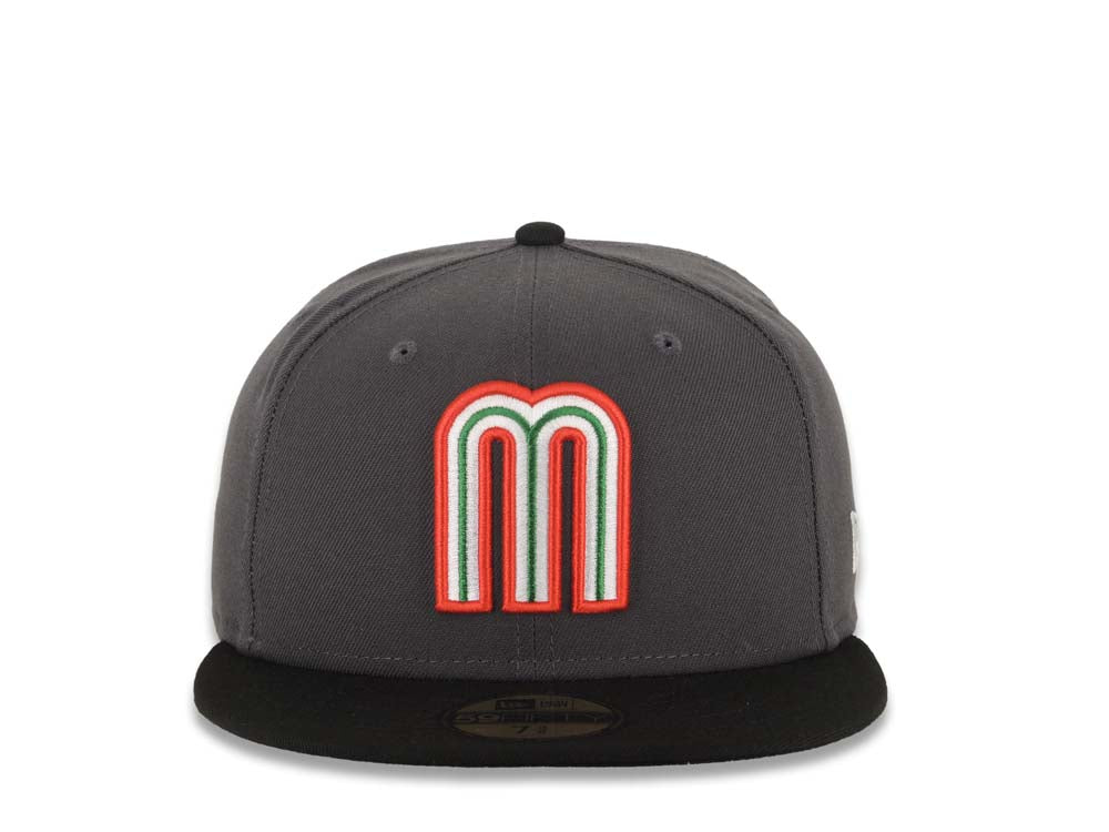 Mexico New Era WBC 59FIFTY 5950 Fitted Cap Hat Dark Gray Crown Black Visor Team Color Logo