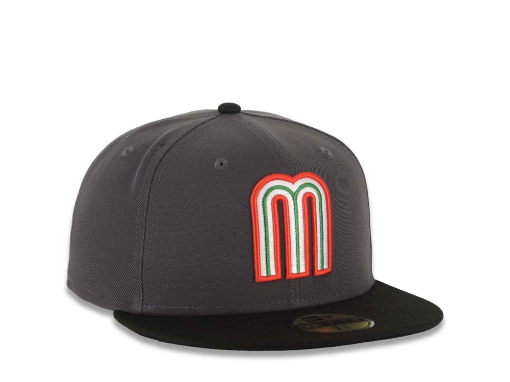 Mexico New Era WBC 59FIFTY 5950 Fitted Cap Hat Dark Gray Crown Black Visor Team Color Logo