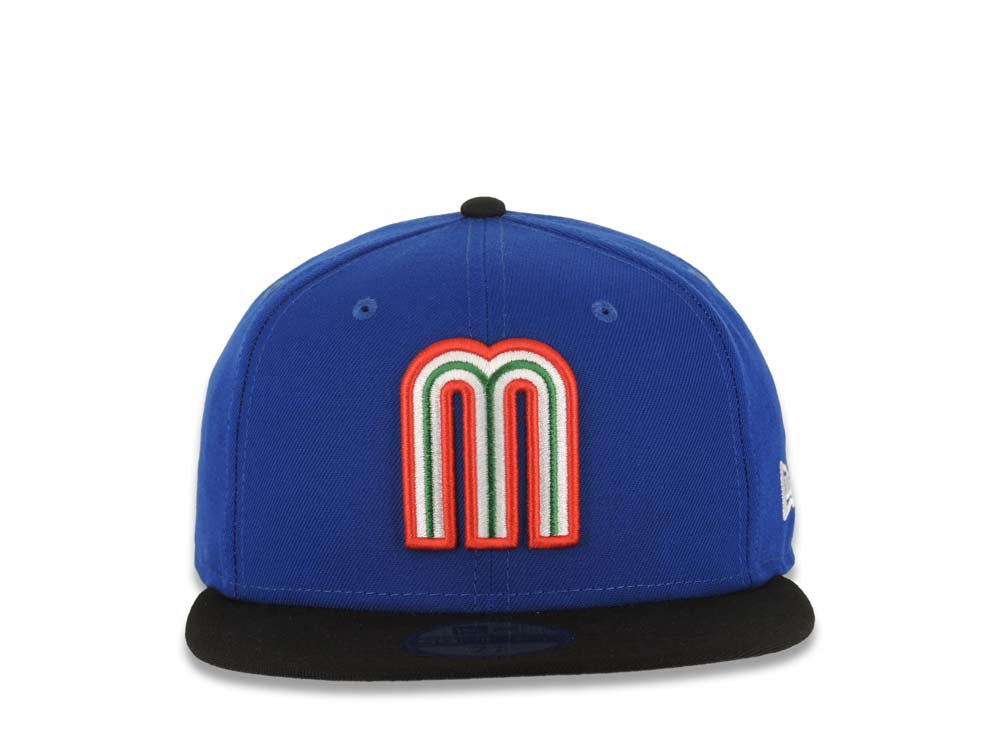 Mexico New Era WBC 59FIFTY 5950 Fitted Cap Hat Royal Blue Crown Black Visor Team Color Logo Gray UV
