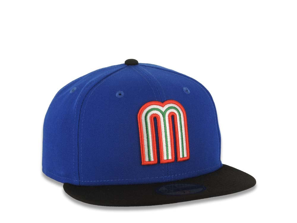 Mexico New Era WBC 59FIFTY 5950 Fitted Cap Hat Royal Blue Crown Black Visor Team Color Logo Gray UV