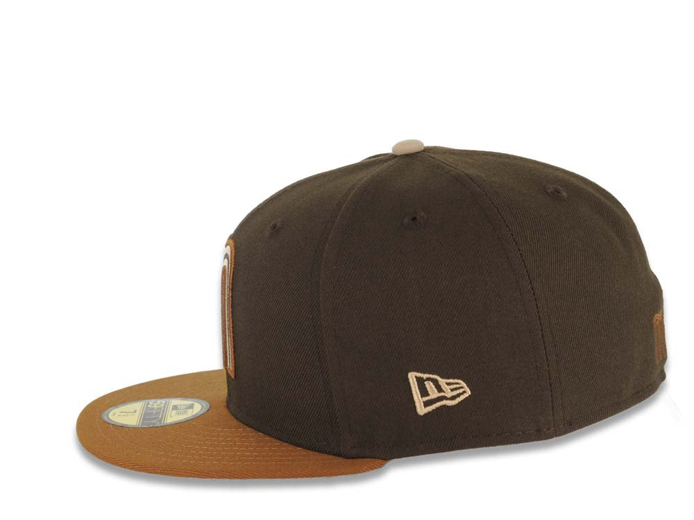 Mexico New Era WBC 59FIFTY 5950 Fitted Cap Hat Brown Crown Light Brown Visor Light Khaki/Brown Logo Mexico Flag Side Patch Light Khaki UV