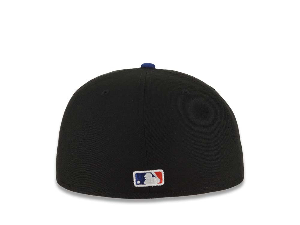 Los Angeles Dodgers New Era MLB 59FIFTY 5950 Fitted Cap Hat Black Crown Royal Blue Visor White Upside Down Logo Gray UV