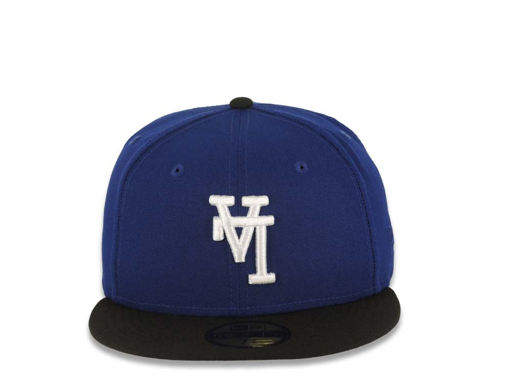 Los Angeles Dodgers New Era MLB 59FIFTY 5950 Fitted Cap Hat Royal Blue Crown Black Visor White Upside Down Logo Gray UV