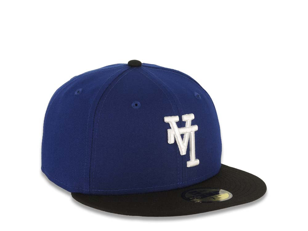 Los Angeles Dodgers New Era MLB 59FIFTY 5950 Fitted Cap Hat Royal Blue Crown Black Visor White Upside Down Logo Gray UV