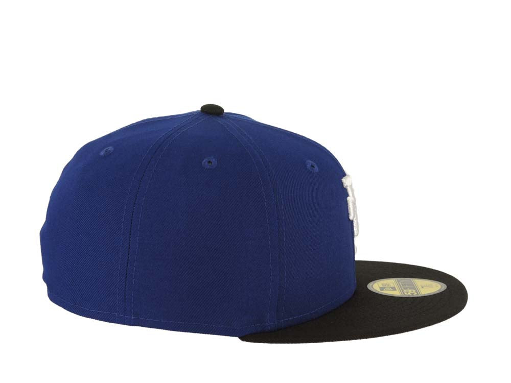 Los Angeles Dodgers New Era MLB 59FIFTY 5950 Fitted Cap Hat Royal Blue Crown Black Visor White Upside Down Logo Gray UV