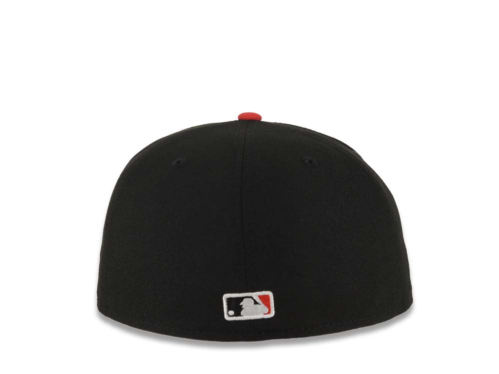 Los Angeles Dodgers New Era MLB 59FIFTY 5950 Fitted Cap Hat Black Crown Red Visor White Upside Down Logo Gray UV