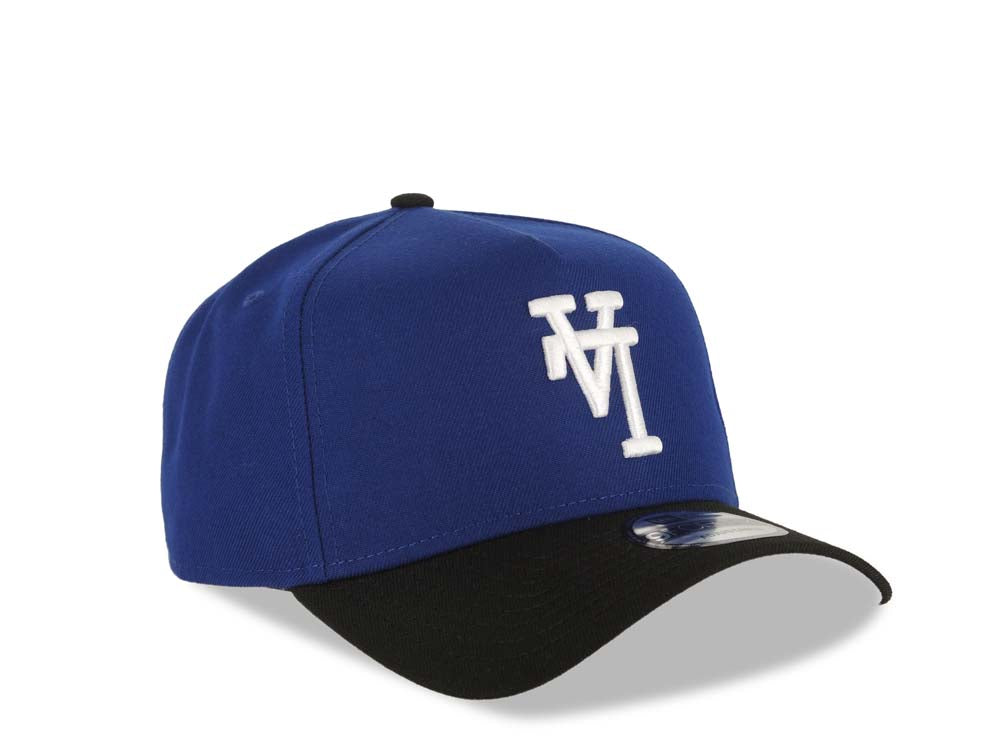 Los Angeles Dodgers New Era MLB 9FORTY 940 Adjustable A-Frame Cap Hat Royal Blue Crown Black Visor White Upside Down Logo Gray UV
