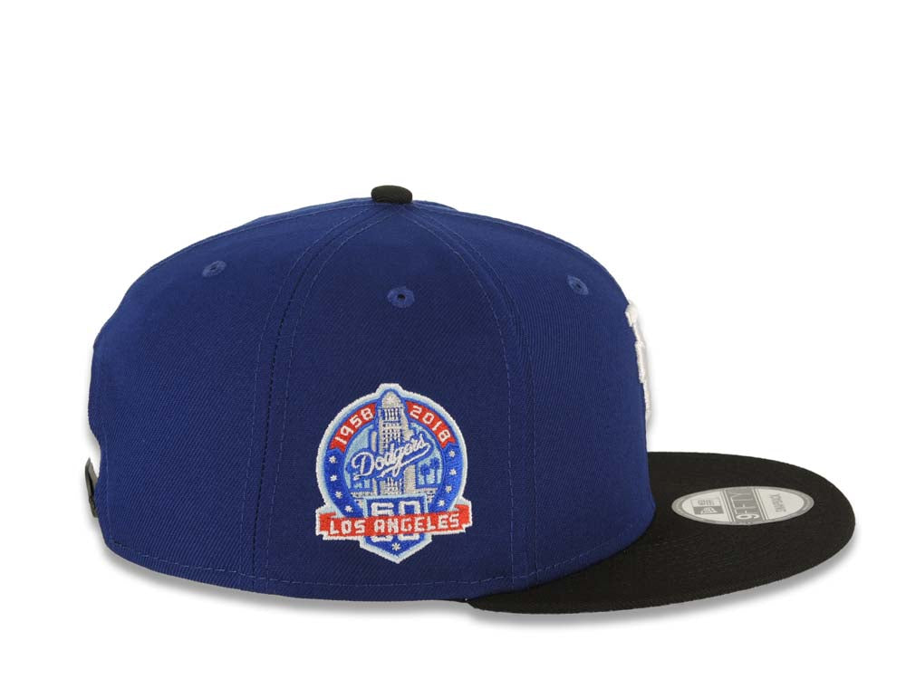 Los Angeles Dodgers New Era MLB 9FIFTY 950 Snapback Cap Hat Royal Blue Crown Black Visor White Upside Down Logo 60th Anniversary Side Patch Gray UV