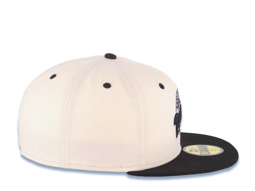 San Diego Padres New Era MLB 59FIFTY 5950 Fitted Cap Hat Cream Crown Black Visor Black/White Logo Baseball Club Green UV