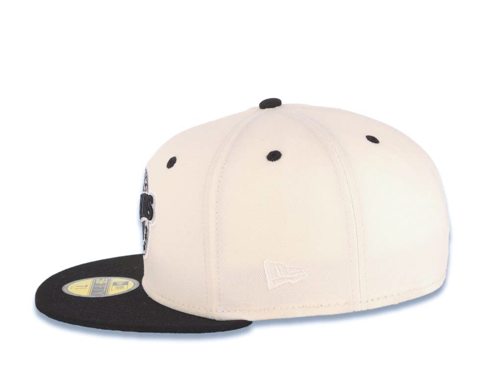 San Diego Padres New Era MLB 59FIFTY 5950 Fitted Cap Hat Cream Crown Black Visor Black/White Logo Baseball Club Green UV
