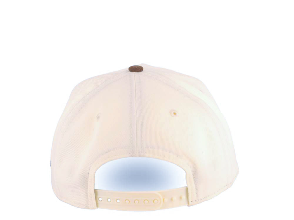 San Diego Padres New Era MLB 9FORTY 940 Adjustable A-Frame Cap Hat Cream Crown Brown Visor Brown/Yellow Baseball Club Logo Gray UV