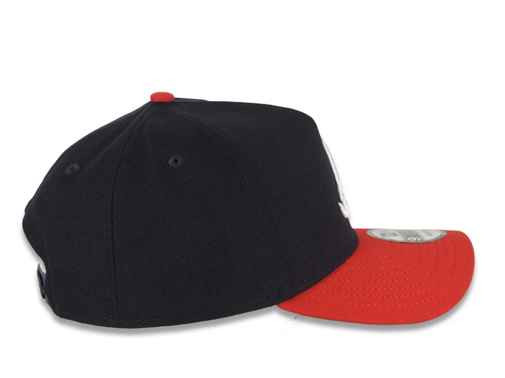 Atlanta Braves New Era MLB 9FORTY 940 Adjustable A-Frame Cap Hat Navy Blue Crown Red Visor White Logo Gray UV